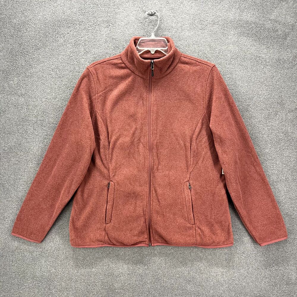 Amazon essentials Jacket Womens XXL Red Brown‎ fleece zipped pockets